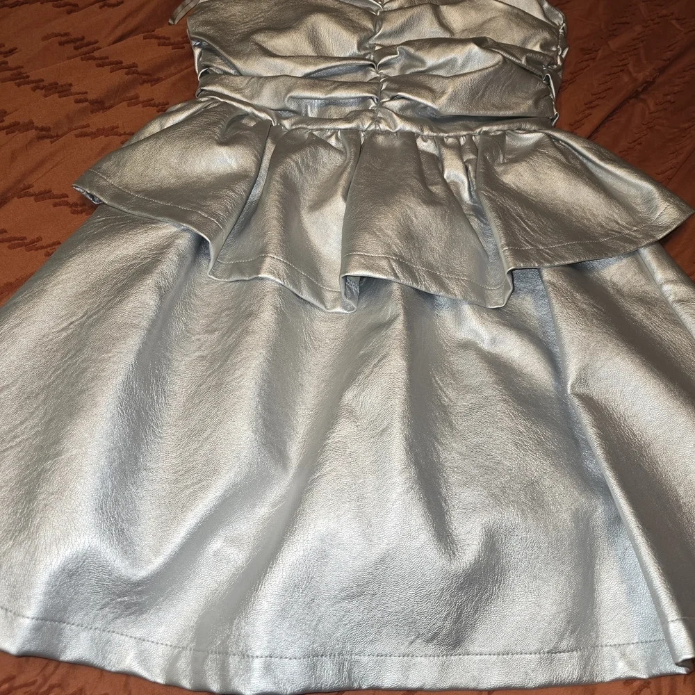 Aniye By. Silver Strapless Dress Sz6 - Picture 3 of 6